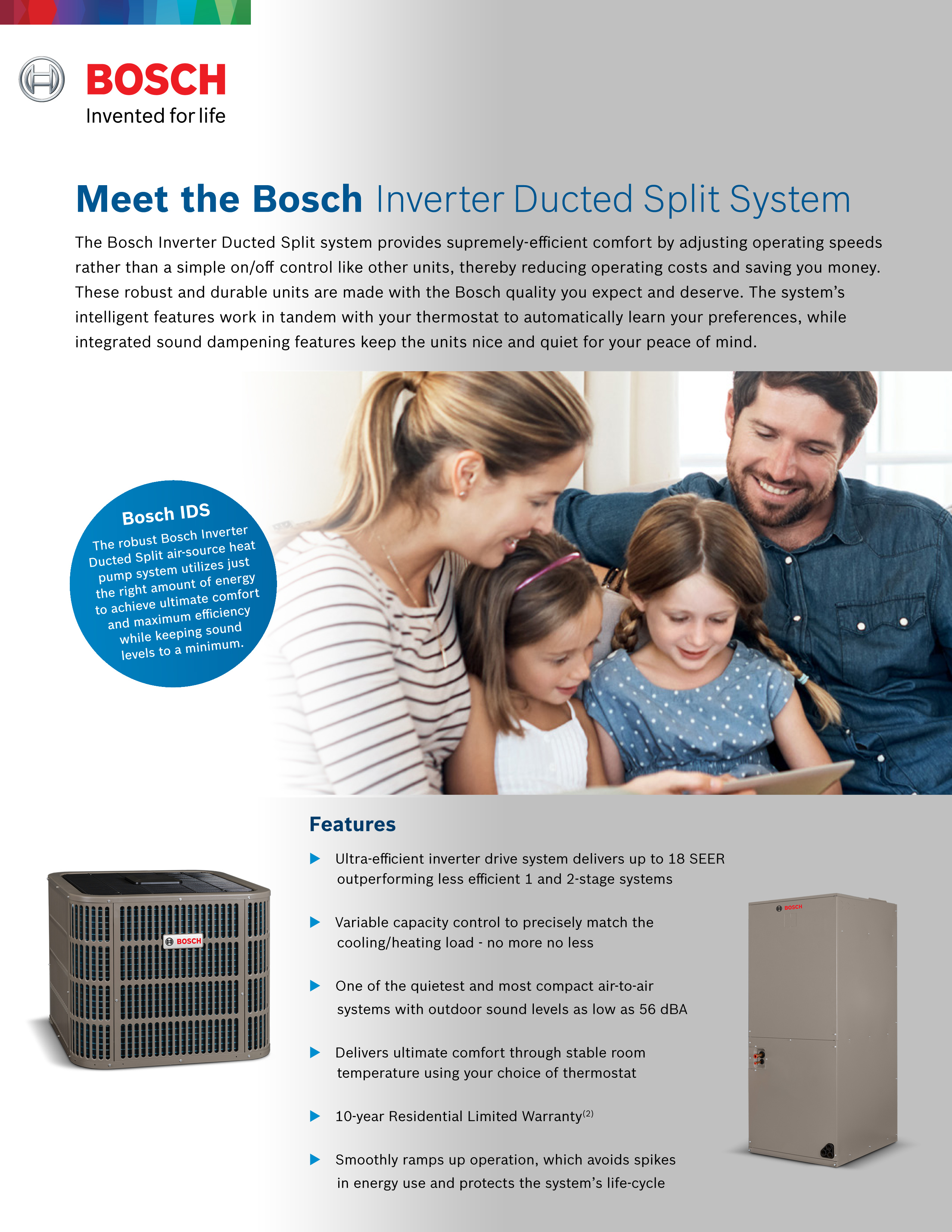4 Ton Bosch 18.5 SEER, 17.5 SEER2 Heat Pump Inverter System BOVB-60HDN1-M18M, BVA-48WN1-M20